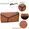 imageLRTO Genuine Leather Wallets for Women Zip Around Wallet Purse RFIDBlocking Retro Handmade Clutch Money Clip Card Organizer Brown