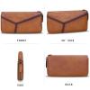 imageLRTO Genuine Leather Wallets for Women Zip Around Wallet Purse RFIDBlocking Retro Handmade Clutch Money Clip Card Organizer Brown