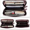 imageLRTO Genuine Leather Wallets for Women Zip Around Wallet Purse RFIDBlocking Retro Handmade Clutch Money Clip Card Organizer Coffee