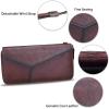 imageLRTO Genuine Leather Wallets for Women Zip Around Wallet Purse RFIDBlocking Retro Handmade Clutch Money Clip Card Organizer Coffee