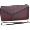 imageLRTO Genuine Leather Wallets for Women Zip Around Wallet Purse RFIDBlocking Retro Handmade Clutch Money Clip Card Organizer Coffee