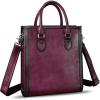 imageGenuine Leather Handbags and Purses for Women Vintage Handmade Shoulder Bag Cowhide Tote Bag SatchelPurple