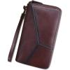 imageLRTO Genuine Leather Wallets for Women Zip Around Wallet Purse RFIDBlocking Retro Handmade Clutch Money Clip Card Organizer Coffee