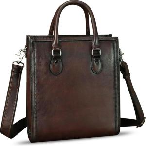 imageGenuine Leather Handbags and Purses for Women Vintage Handmade Shoulder Bag Cowhide Tote Bag SatchelCoffee