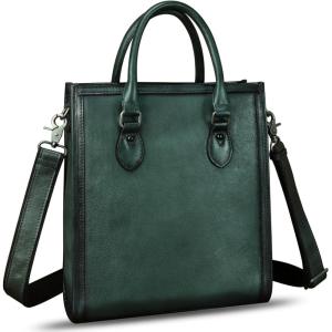 imageGenuine Leather Handbags and Purses for Women Vintage Handmade Shoulder Bag Cowhide Tote Bag SatchelDarkgrey