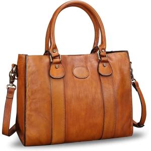 imageGenuine Leather Satchel Purses Handbags for Women Top Handle Shoulder Bags Lady Crossbody Tote BagBrown