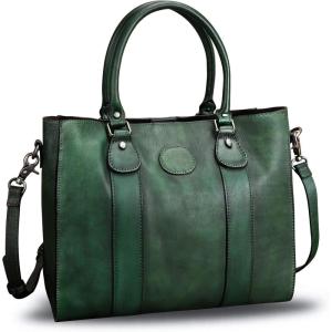 imageGenuine Leather Satchel Purses Handbags for Women Top Handle Shoulder Bags Lady Crossbody Tote BagGreen