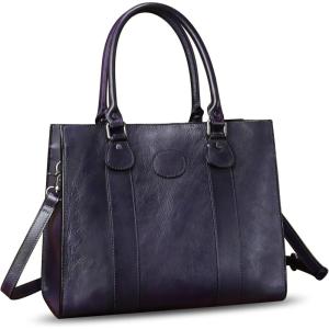 imageGenuine Leather Satchel Purses Handbags for Women Top Handle Shoulder Bags Lady Crossbody Tote BagPurple