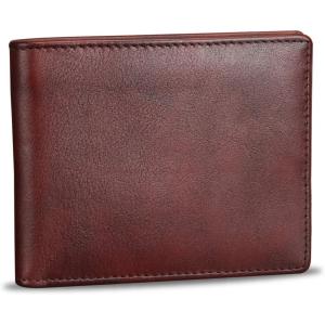 imageLRTO Genuine Leather Slim Bifold Wallets Retro Handmade Minimalist Small Purse Front Pocket Money Clip Card OrganizerCoffee