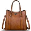imageGenuine Leather Handbags for Women Satchel Purses Vintage Handmade Shoulder Bag Cowhide Top Handle Handbag TotesBrown