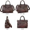 imageGenuine Leather Satchel Handbag for Women Vintage Handmade Purse Shoulder Bag Cowhide Tote Bag Casual DaypackCoffee