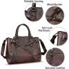 imageGenuine Leather Satchel Handbag for Women Vintage Handmade Purse Shoulder Bag Cowhide Tote Bag Casual DaypackCoffee