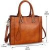 imageGenuine Leather Satchel Handbag for Women Vintage Handmade Shoulder Bag Cowhide Tote PurseBrown