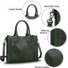 imageGenuine Leather Satchel Handbag for Women Vintage Handmade Shoulder Bag Cowhide Tote PurseGreen