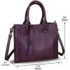 imageGenuine Leather Satchel Handbag for Women Vintage Handmade Shoulder Bag Cowhide Tote PursePurple