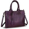 imageGenuine Leather Satchel Handbag for Women Vintage Handmade Shoulder Bag Cowhide Tote PursePurple