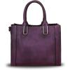 imageGenuine Leather Satchel Handbag for Women Vintage Handmade Shoulder Bag Cowhide Tote PursePurple