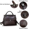 imageGenuine Leather Satchel Purse for Women Retro Handmade Top Handle Handbag Rivet Style Crossbody BagCoffee