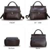 imageGenuine Leather Satchel Purse for Women Retro Handmade Top Handle Handbag Rivet Style Crossbody BagCoffee