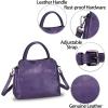 imageGenuine Leather Satchel Purse for Women Vintage Handmade Top Handle Handbag Designer Crossbody BagsPurple