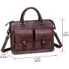 imageGenuine Leather Satchel Purse for Women Vintage Handmade Top Handle Handbag Retro Messenger Crossbody BagCoffee