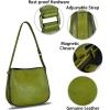 imageGenuine Leather Satchel Shoulder Bag for Women Vintage Handmade Handbag Retro Designer Hobo Bag Crossbody PurseeGreen