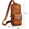 imageGenuine Leather Silng Bag for Men and Women Large Real Leather Sling Backpack Shoulder Crossbody Bag Chest PurseBrown