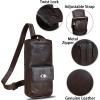 imageGenuine Leather Silng Bag for Men and Women Large Real Leather Sling Backpack Shoulder Crossbody Bag Chest PurseCoffee