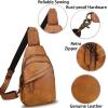 imageGenuine Leather Silng Bag for Men and Women Vintage Leather Sling Backpack Fashion Shoulder Crossbody Bag Chest PurseBrown