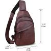 imageGenuine Leather Silng Bag for Men and Women Vintage Leather Sling Backpack Fashion Shoulder Crossbody Bag Chest PurseCoffee