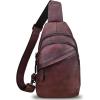 imageGenuine Leather Silng Bag for Men and Women Vintage Leather Sling Backpack Fashion Shoulder Crossbody Bag Chest PurseCoffee