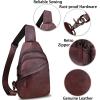 imageGenuine Leather Silng Bag for Men and Women Vintage Leather Sling Backpack Fashion Shoulder Crossbody Bag Chest PurseCoffee