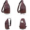 imageGenuine Leather Silng Bag for Men and Women Vintage Leather Sling Backpack Fashion Shoulder Crossbody Bag Chest PurseCoffee