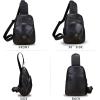 imageGenuine Leather Silng Bag for Women Small Vintage Leather Sling Backpack Fashion Shoulder Crossbody Bag Chest PurseBlack