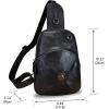 imageGenuine Leather Silng Bag for Women Small Vintage Leather Sling Backpack Fashion Shoulder Crossbody Bag Chest PurseBlack