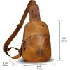 imageGenuine Leather Silng Bag for Women Small Vintage Leather Sling Backpack Fashion Shoulder Crossbody Bag Chest PurseBrown