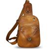 imageGenuine Leather Silng Bag for Women Small Vintage Leather Sling Backpack Fashion Shoulder Crossbody Bag Chest PurseBrown