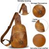 imageGenuine Leather Silng Bag for Women Small Vintage Leather Sling Backpack Fashion Shoulder Crossbody Bag Chest PurseBrown