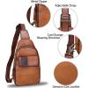 imageGenuine Leather Silng Bag for Women and Men Handmade Leather Sling Backpack Purse Shoulder Crossbody Bag Chest BagBrown