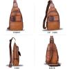 imageGenuine Leather Silng Bag for Women and Men Handmade Leather Sling Backpack Purse Shoulder Crossbody Bag Chest BagBrown