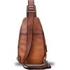 imageGenuine Leather Silng Bag for Women and Men Handmade Leather Sling Backpack Purse Shoulder Crossbody Bag Chest BagBrown