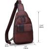 imageGenuine Leather Silng Bag for Women and Men Handmade Leather Sling Backpack Purse Shoulder Crossbody Bag Chest BagCoffee