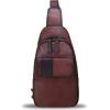 imageGenuine Leather Silng Bag for Women and Men Handmade Leather Sling Backpack Purse Shoulder Crossbody Bag Chest BagCoffee