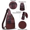 imageGenuine Leather Silng Bag for Women and Men Handmade Leather Sling Backpack Purse Shoulder Crossbody Bag Chest BagCoffee