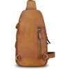 imageGenuine Leather Sling Bag Crossbody Motorcycle Bag Handmade Chest Bag Hiking Daypack Retro Shoulder Backpacks BrownBrown