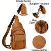 imageGenuine Leather Sling Bag Crossbody Motorcycle Bag Handmade Chest Bag Hiking Daypack Retro Shoulder Backpacks BrownBrown