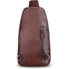 imageGenuine Leather Sling Bag Crossbody Motorcycle Bag Handmade Chest Bag Hiking Daypack Retro Shoulder Backpacks BrownCoffee