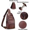 imageGenuine Leather Sling Bag Crossbody Motorcycle Bag Handmade Chest Bag Hiking Daypack Retro Shoulder Backpacks BrownCoffee