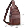 imageGenuine Leather Sling Bag Crossbody Motorcycle Bag Handmade Chest Bag Hiking Daypack Retro Shoulder Backpacks BrownCoffee