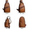 imageGenuine Leather Sling Bag Crossbody Purse Handmade Hiking Daypack Motorcycle Bag Retro Shoulder Backpack Vintage Chest Bag CoffeeBrown